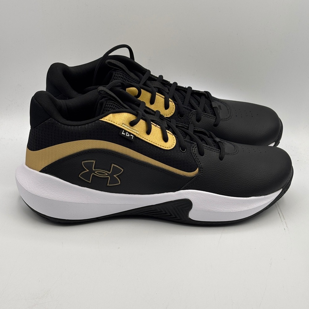 Under Armour Lockdown 7 Shoes Mens Size 15 Black Gold Basketball 3028512-001